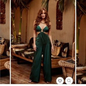 12th Tribe - NWT Audrey Emerald Satin Jumpsuit